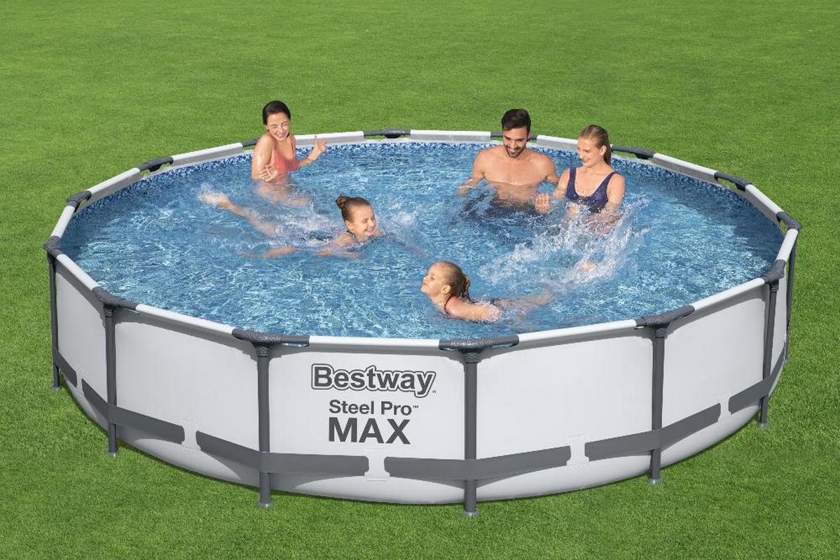 Каркасный бассейн круглый 427х84см+фильтр-насос Bestway Steel Pro Max 56595