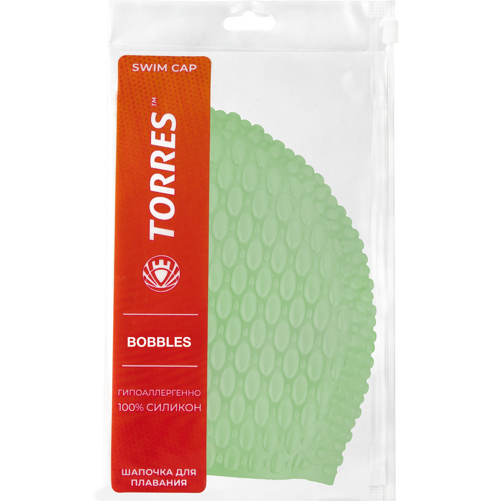 Шапочка для плавания Torres Bobbles, силикон SW-12204GR зеленый