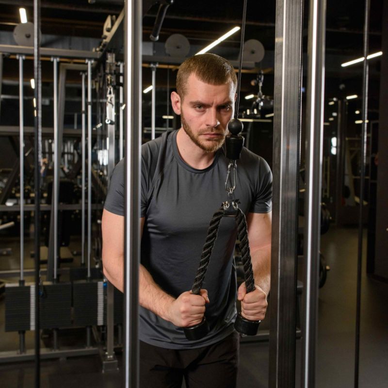 Гибкая тяга (канат) для трицепса с металлическими концами Profi-Fit PROFI-FIT-RT-005 | Premium Fitness