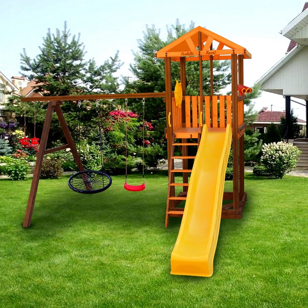 Игровой комплекс Perfetto Sport Pitigliano-3 + качели Паутина