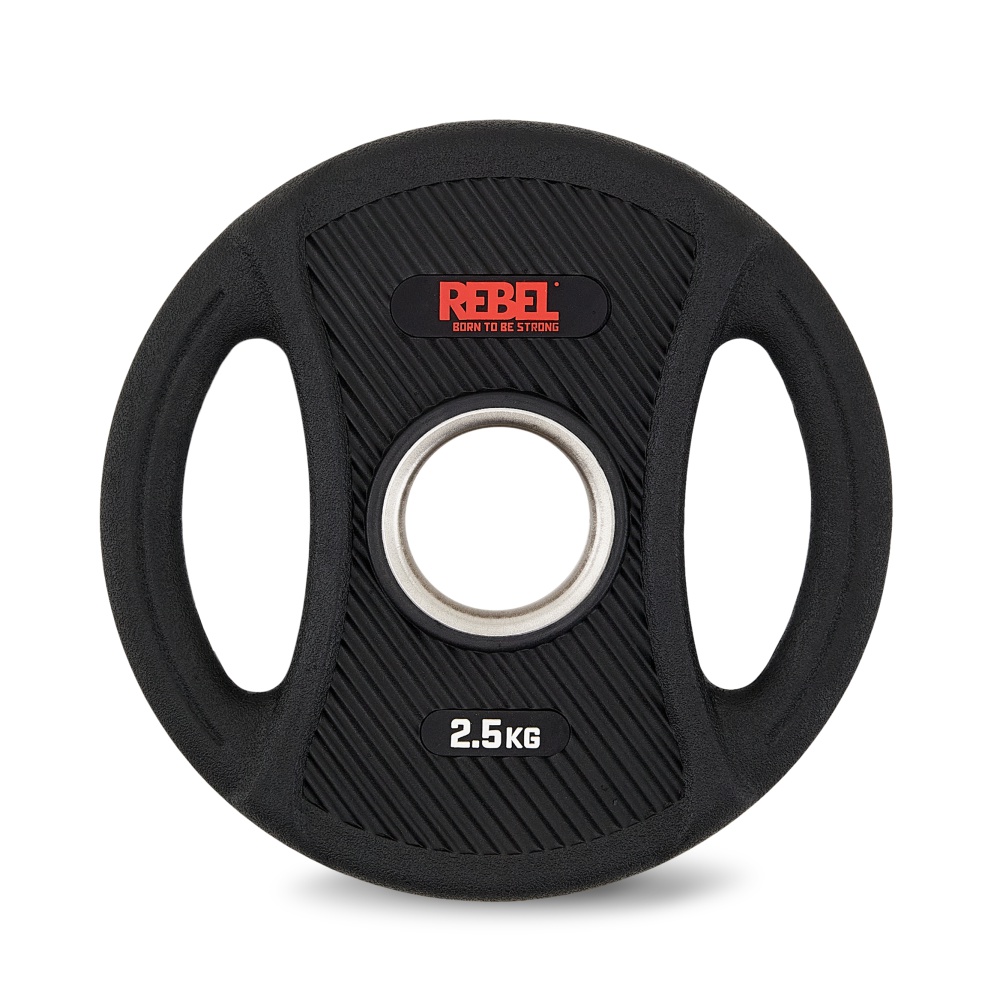 Диски олимпийские обрезиненные с двумя хватами 2,5 кг (пара) REBEL R-PVP-2.5-PAIR