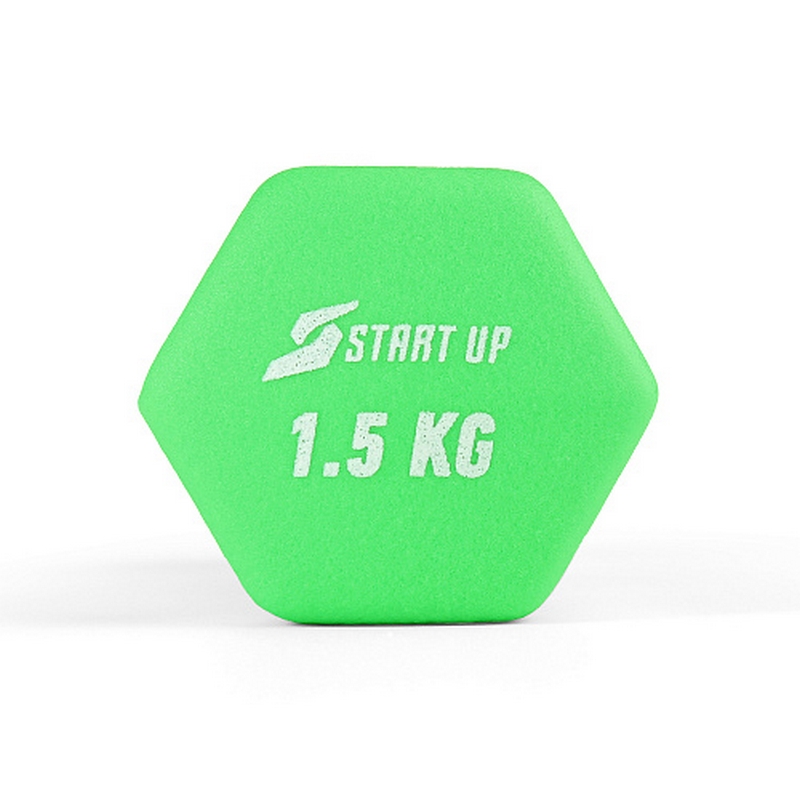 Гантель неопреновая 1,5кг Start Up HD1201 зеленый