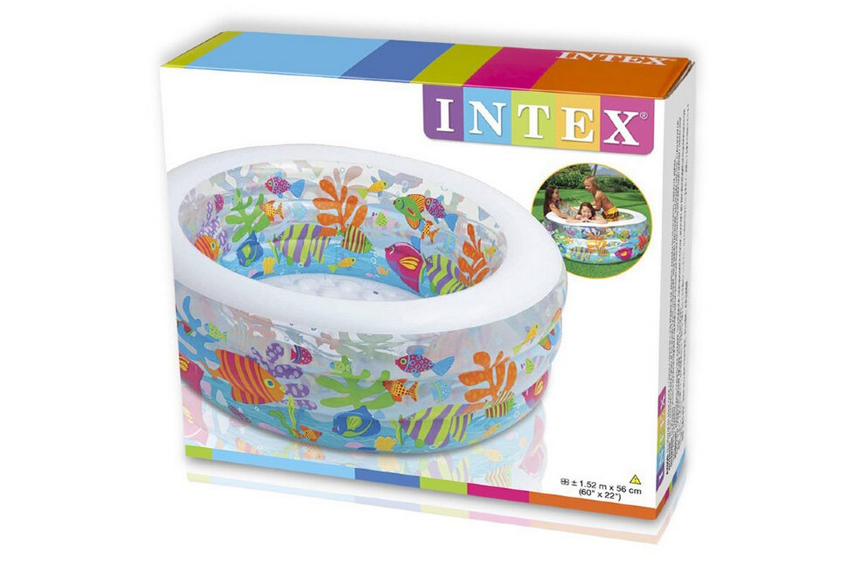 Детский надувной бассейн 152х56см Intex Аквариум, с надувным дном 58480