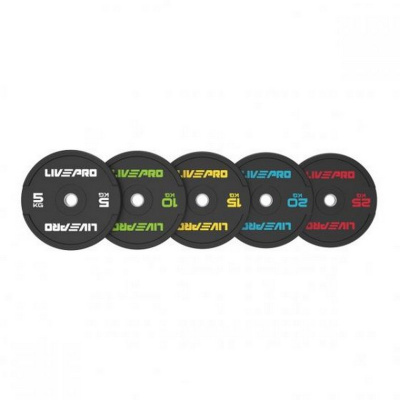 Бампированный диск 25кг Live Pro Rubber Bumper Plate LP8331-25 черный\красный