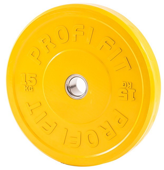 Диск для штанги каучуковый, цветной, d51 15кг Profi-Fit