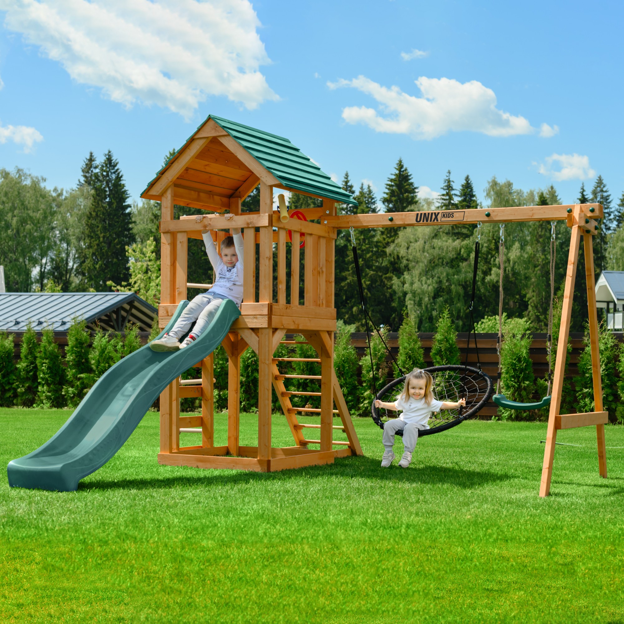 Детский игровой комплекс Unix Kids (6 in 1) PLU6IN1DG Dark Green