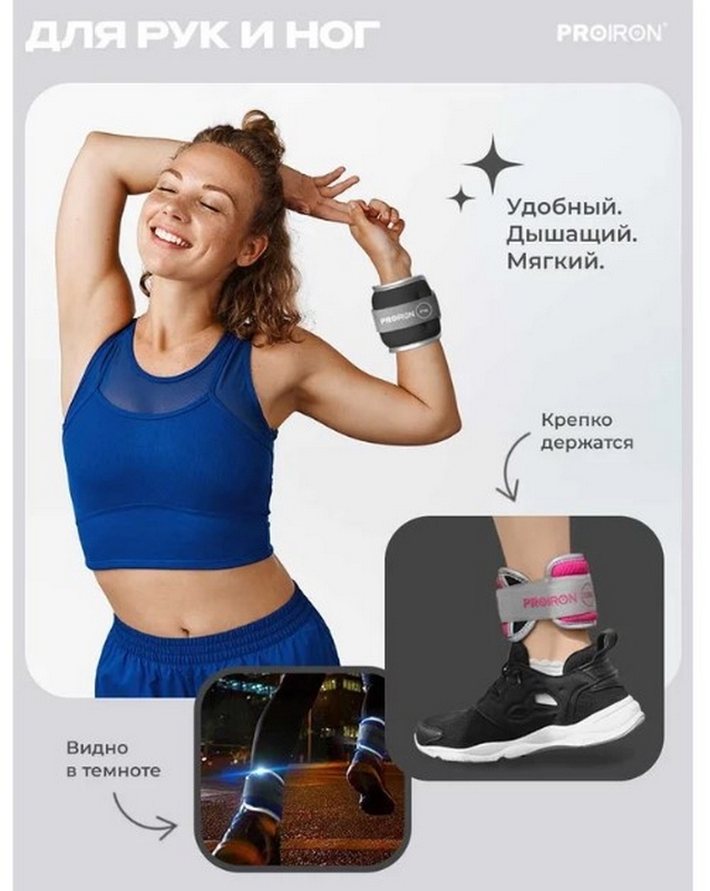 Утяжелители для рук и ног, 2шт по 2кг PROIRON УТ220