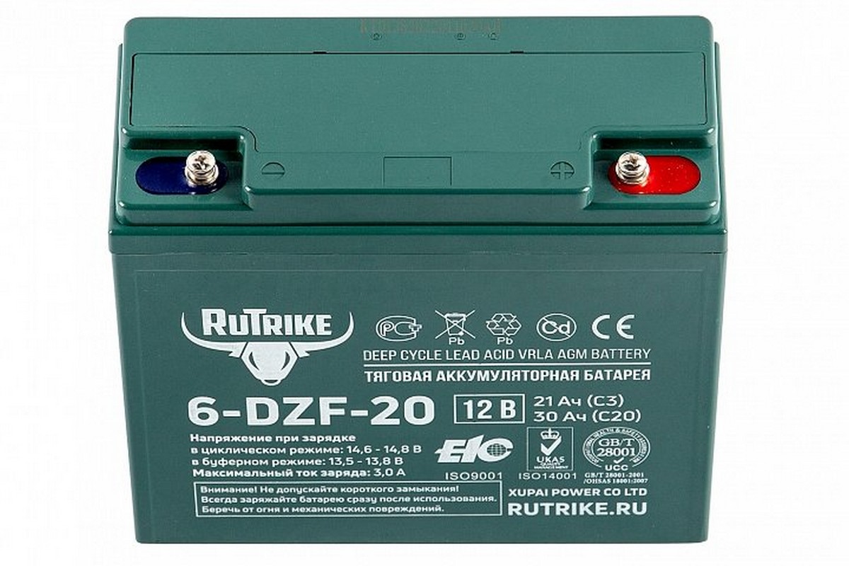 Тяговый гелевый аккумулятор RuTrike 6-DZF-20 (12V20A/H C2) 22834
