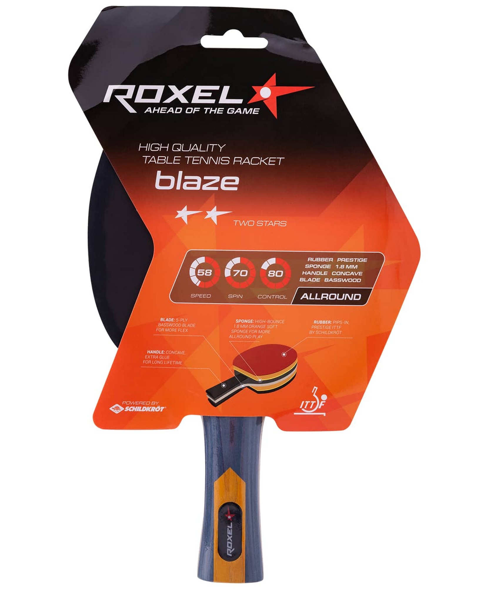 Ракетка для настольного тенниса Roxel 2* Blaze, коническая