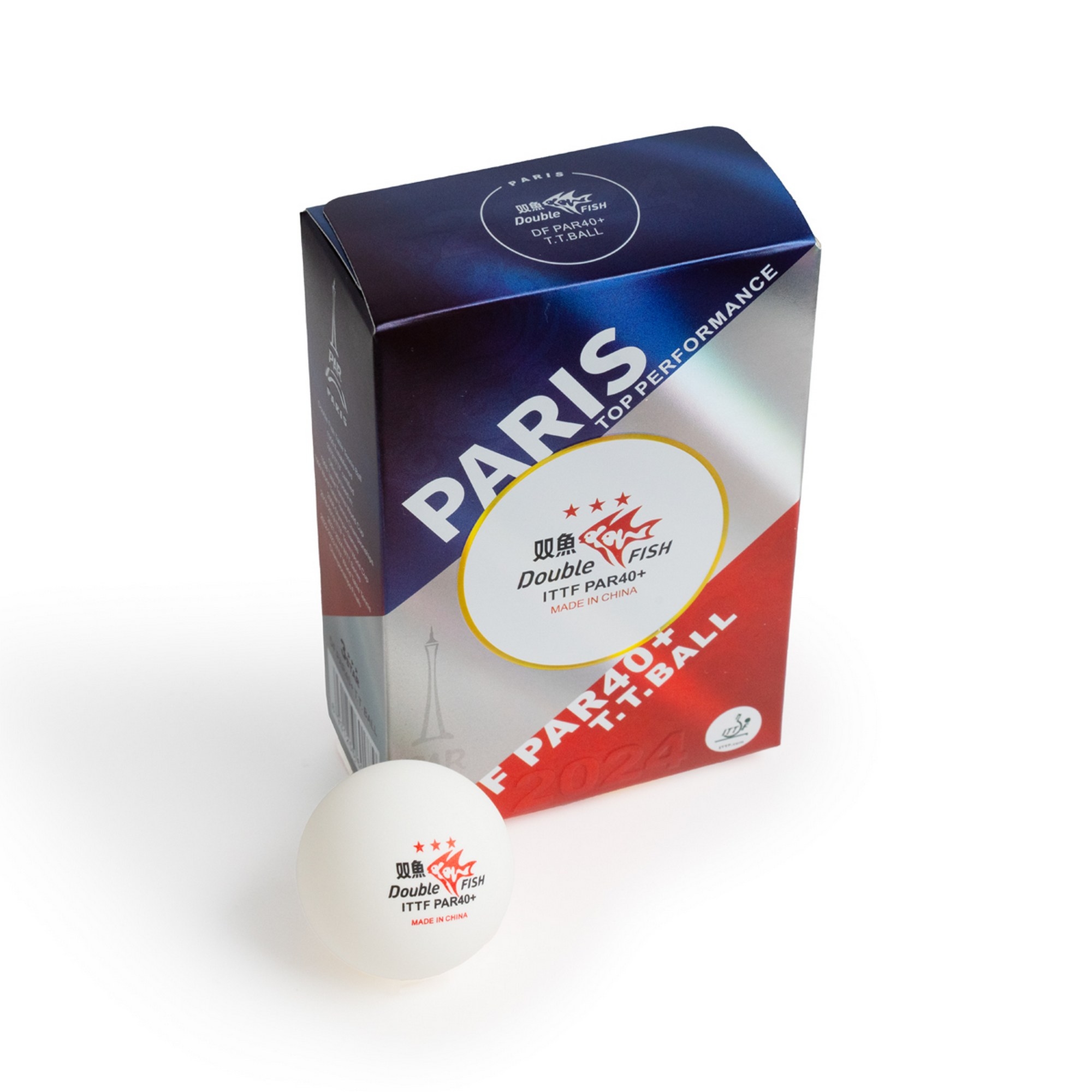 Мяч для настольного тенниса Double Fish Paris 2024 Olympic Games 3*** PAR40+ ITTF Approved, 6шт