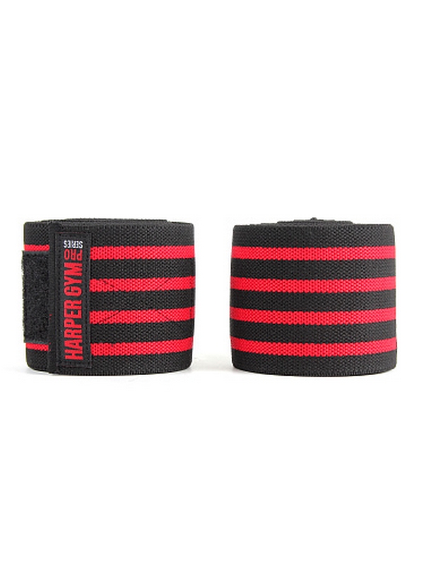 Бинт эластичный на колено (пара) Harper Gym Pro Series NT50281 черный\красный