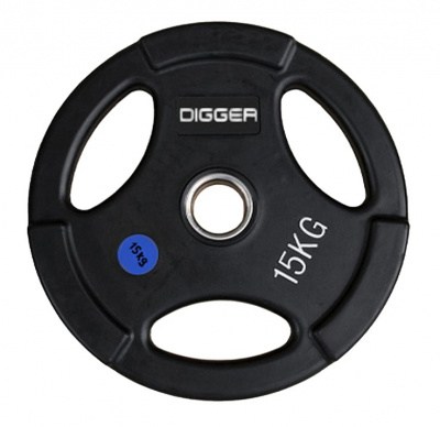 Диск олимпийский обрезиненный 3-х хватовый 15кг Hasttings Digger HD51C1C-15