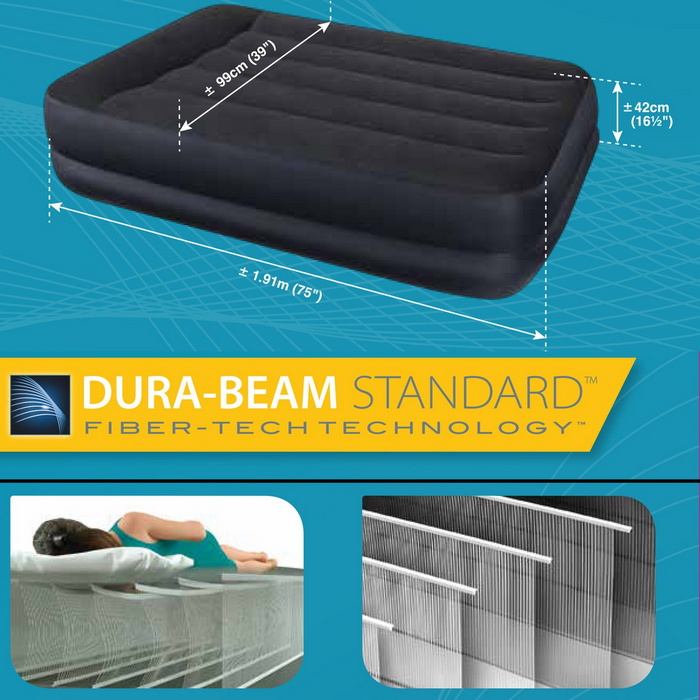 Надувная кровать Intex Pillow Rest Raised Bed 99х191х42см встроенный насос 64122