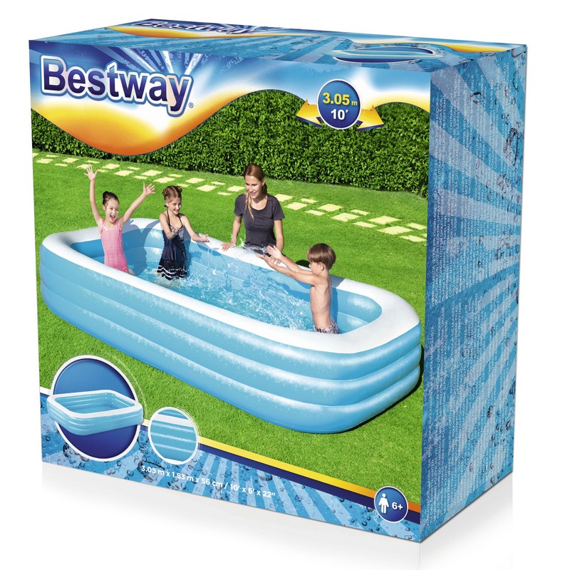 Детский надувной бассейн, прямоугольный 305х183х56см Bestway 54009