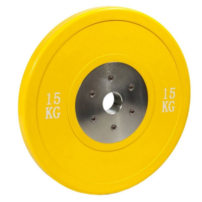 Диск профессиональный обрезиненный цветной D51 мм, 15 кг Profi-Fit желтый