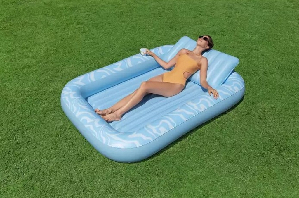Надувно шезлонг 214х155см, до 100 кг Bestway Sun-Kissed Tanning Lounge, с подушкой, подстаканник 43838