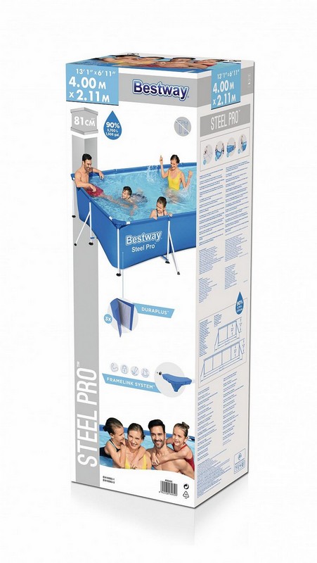 Каркасный бассейн прямоугольный 400х211х81см Bestway Steel Pro 56405