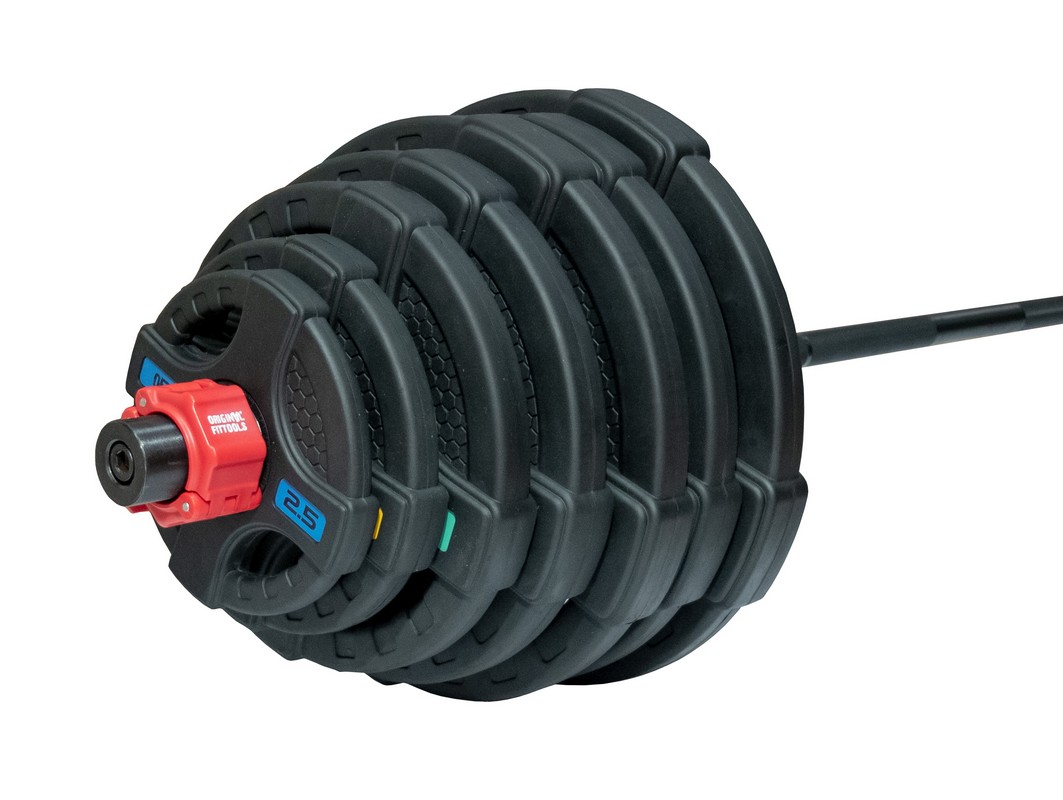 Штанга олимпийская 215 кг Original Fit.Tools диски с двумя хватами, черный гриф FT-2HGSET-215-BLACK