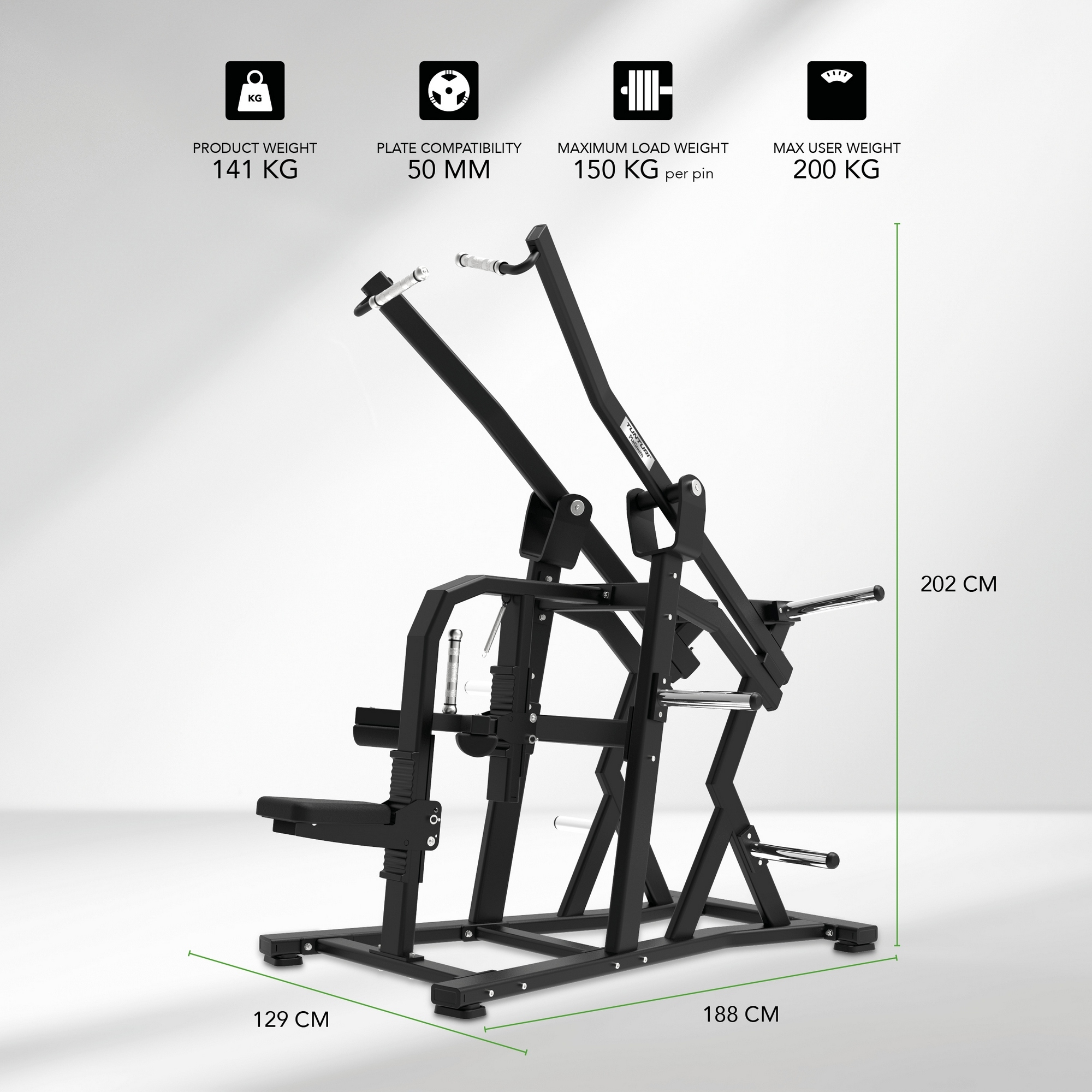 Тяга сверху широким хватом Tunturi 25PVP12000 | Premium Fitness