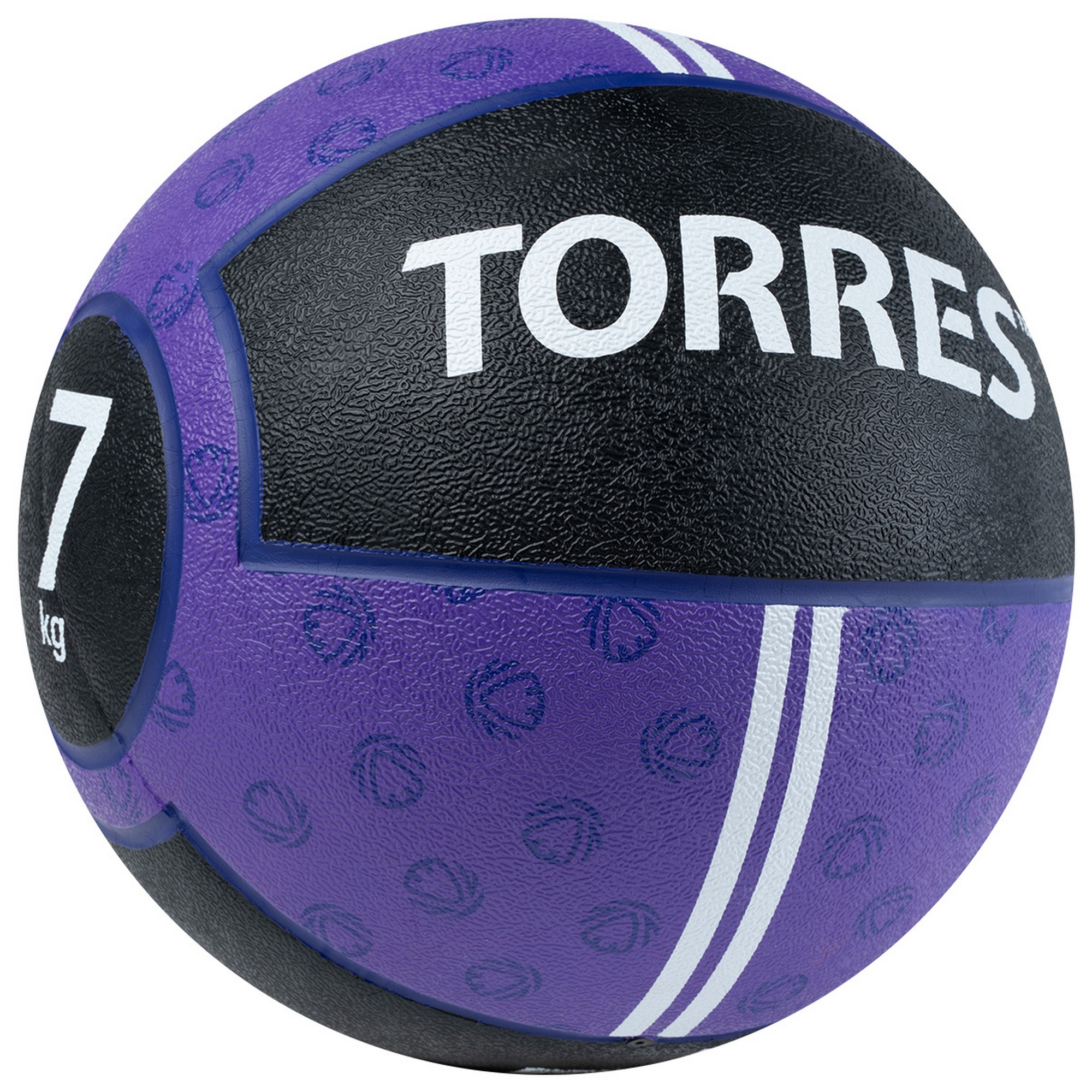 Медбол 7кг, d25,4см, резина Torres AL00237 фиолетово-черный