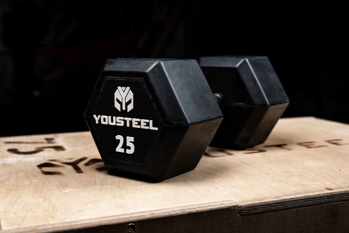 Гантель обрезиненная YouSteel HEX DB 30 кг