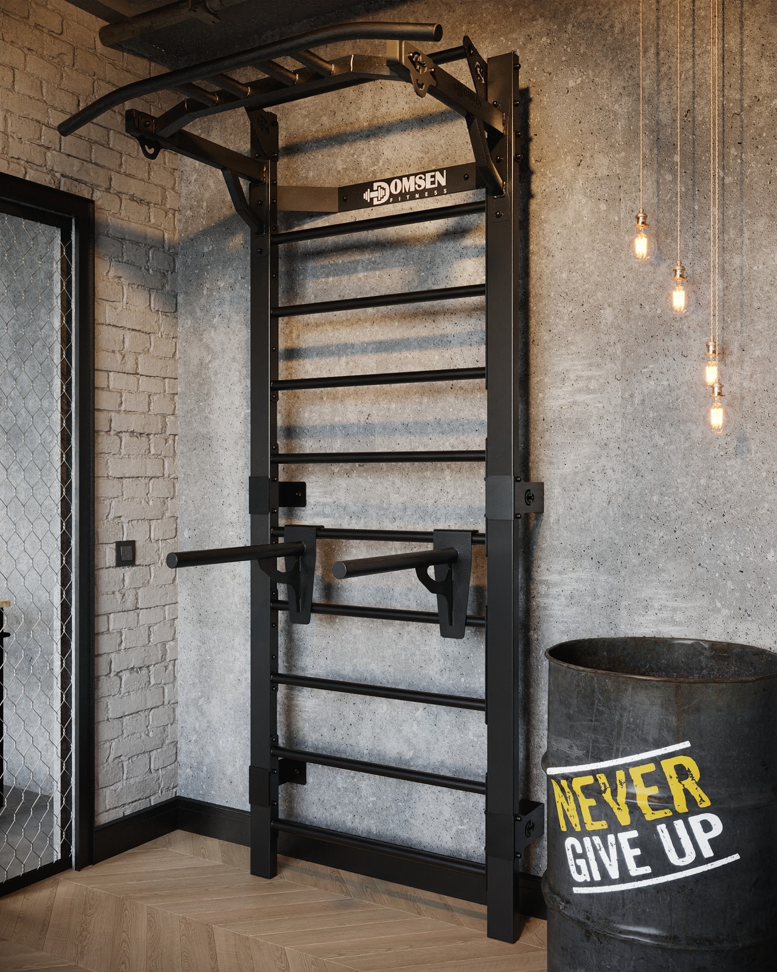 Профессиональная шведская стенка с брусьями и турником Domsen Fitness Ds46B Black