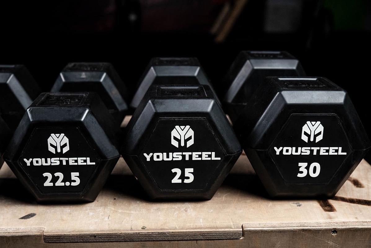 Гантель обрезиненная YouSteel HEX DB 30 кг