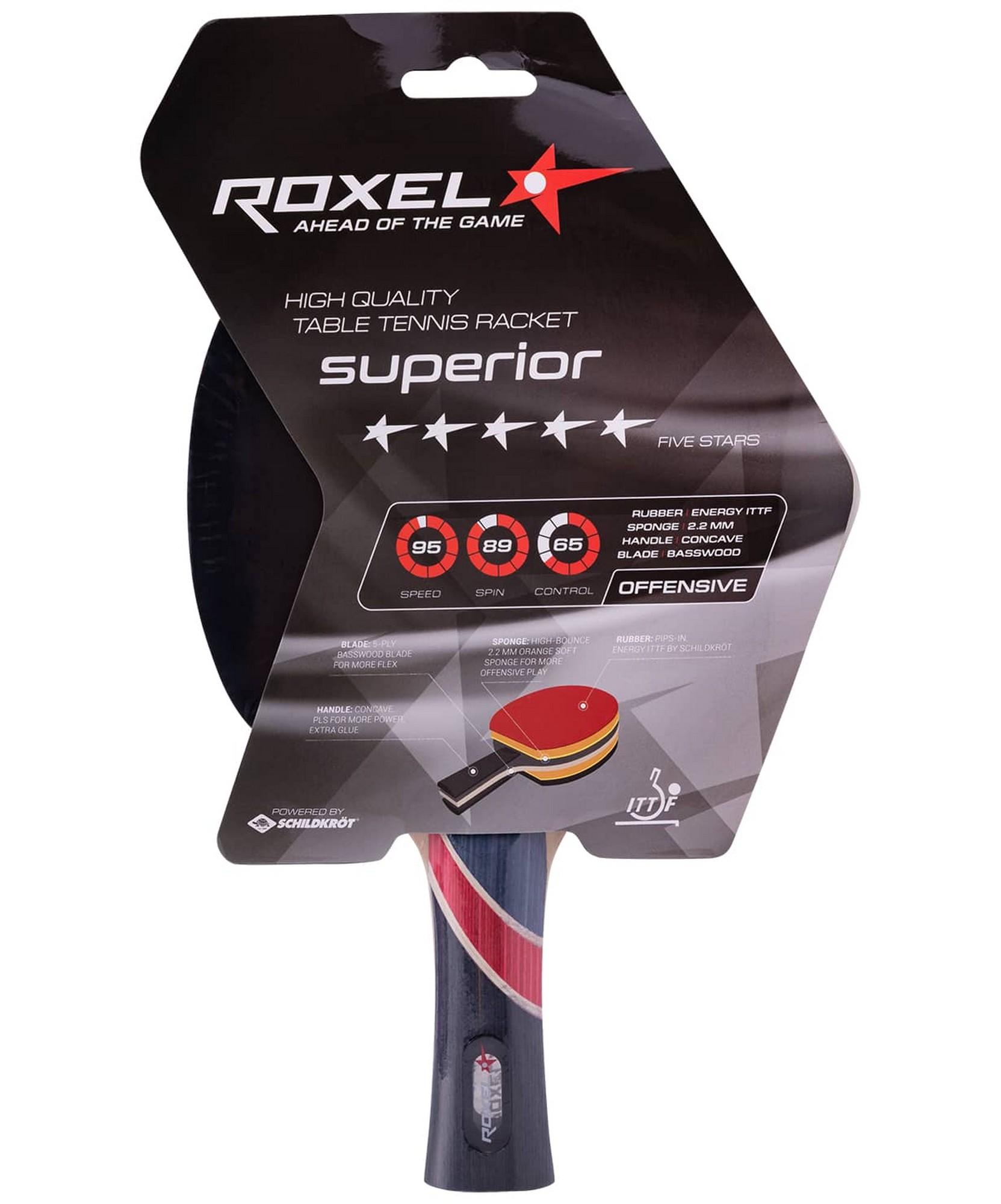 Ракетка для настольного тенниса Roxel 5* Superior, коническая