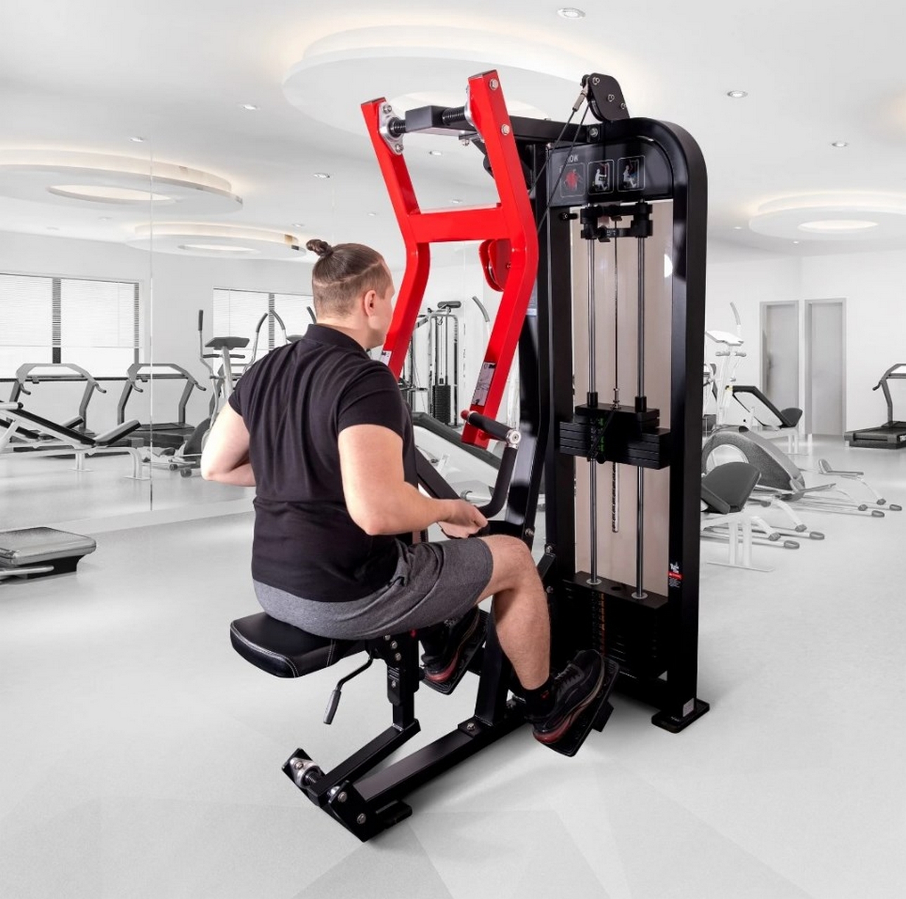 Горизонтальная тяга Protrain CP108, черно-красный | Premium Fitness