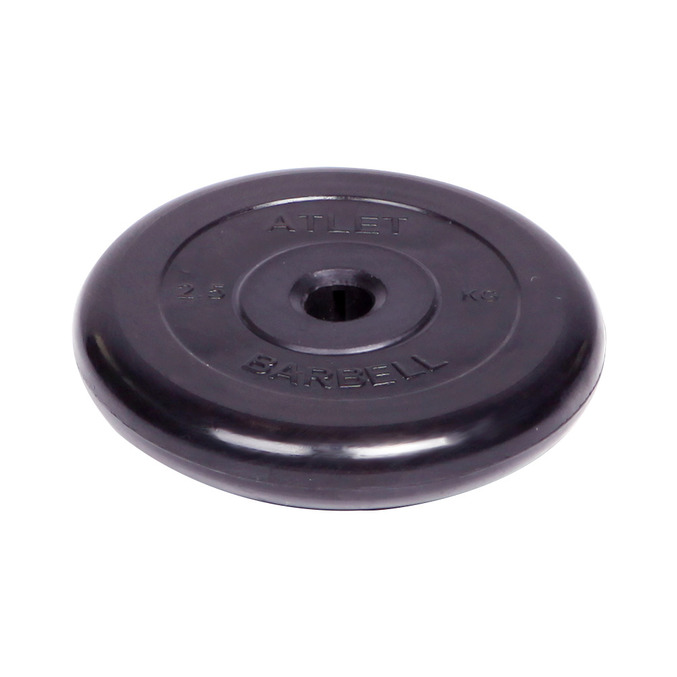 Диск обрезиненный d31мм MB Barbell Atlet 2,5кг черный MB-AtletB31-2,5