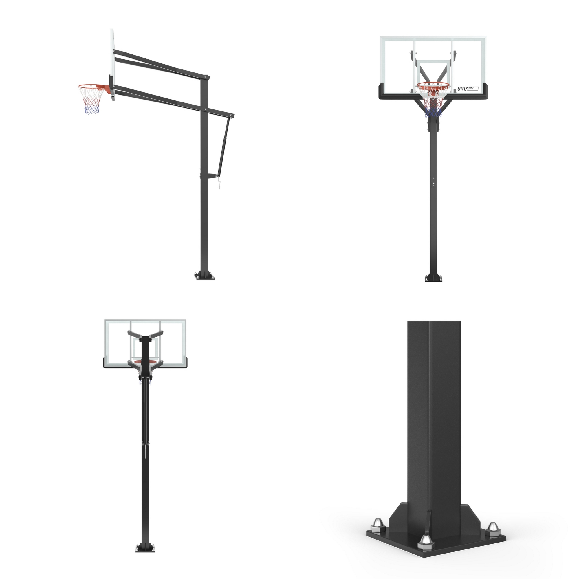 Баскетбольная стойка стационарная 72"x42" R45 H230-305 см Unix Line B-Stand-TG PRO