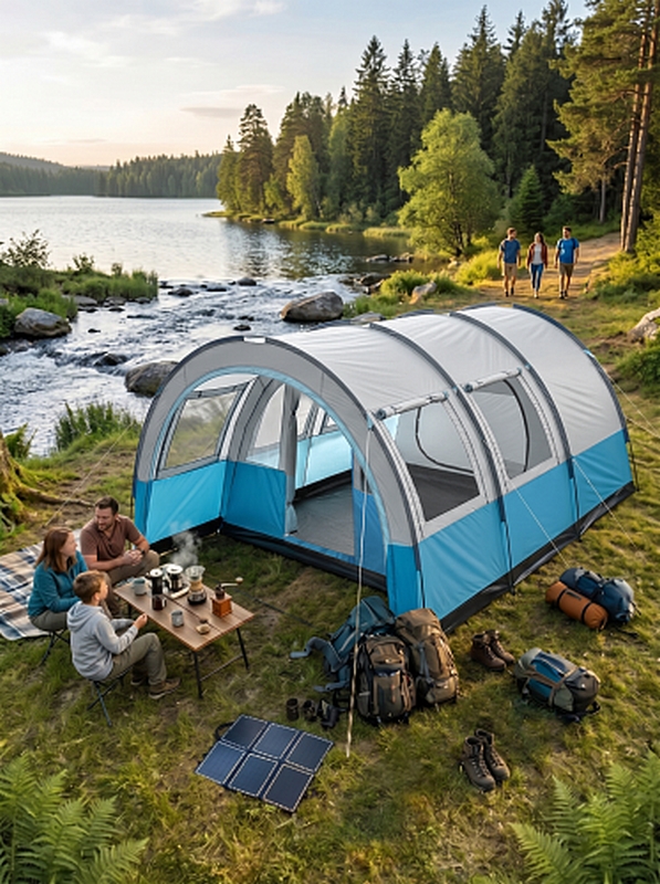 Палатка 4-х местная Greenwood Camp голубой\белый