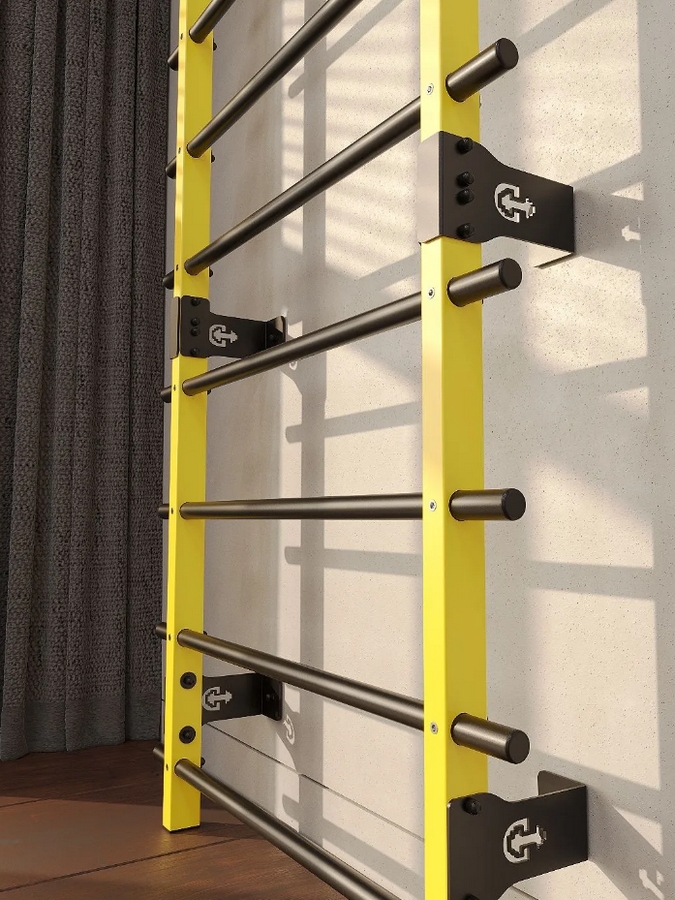 Профессиональная шведская стенка с брусьями и турником Domsen Fitness Ds58 YELLOW