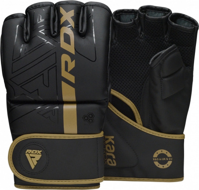 Перчатки тренировочные RDX Grappling F6 GGR-F6MGL черный\золотой матовый