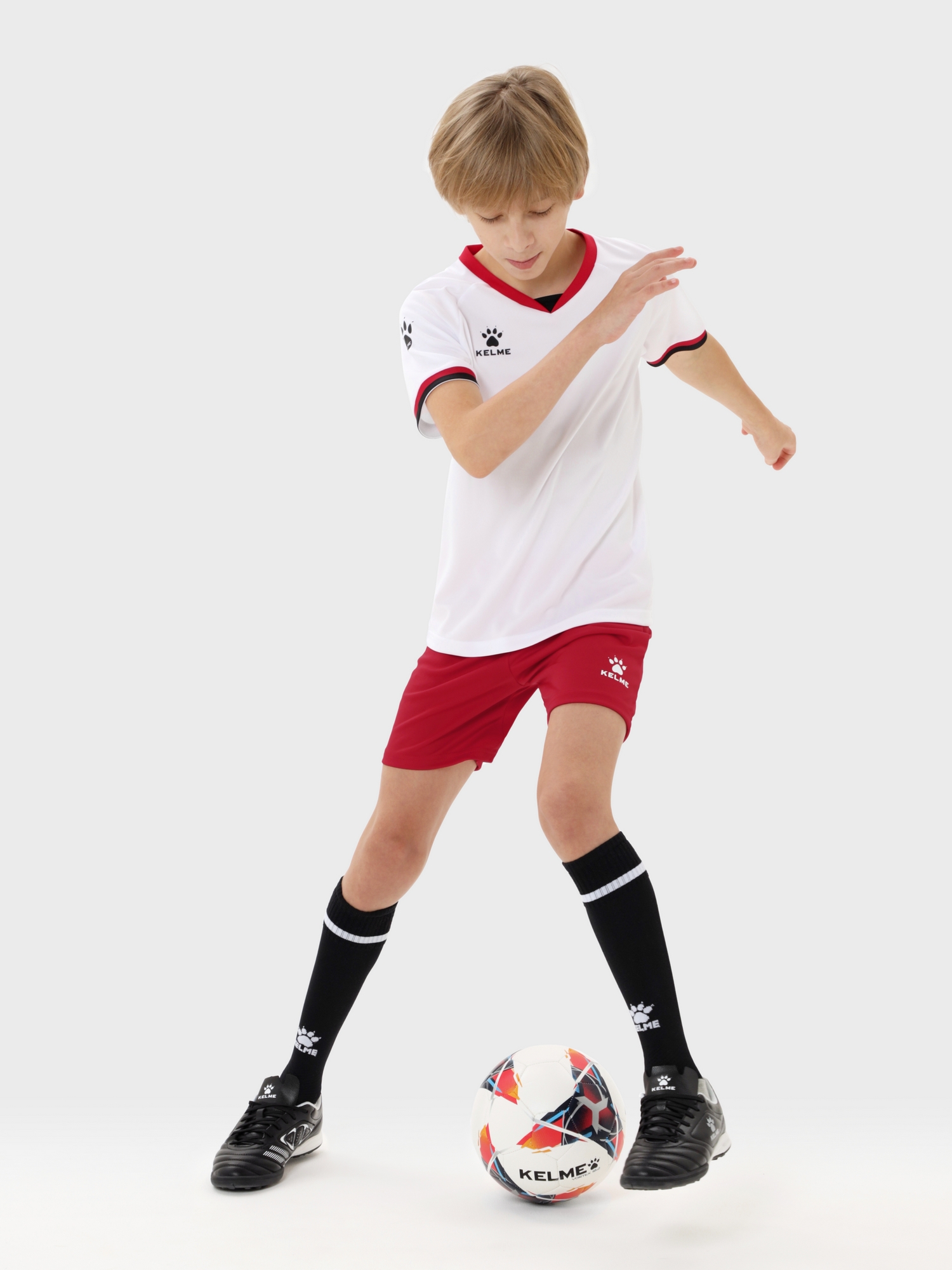 Детская футбольная форма Kelme Football Uniform Set 8551ZB31084-100 White\Red