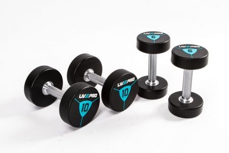 Гантели в уретане 34 кг Live Pro Premium Urethane Dumbbells LP8000-34