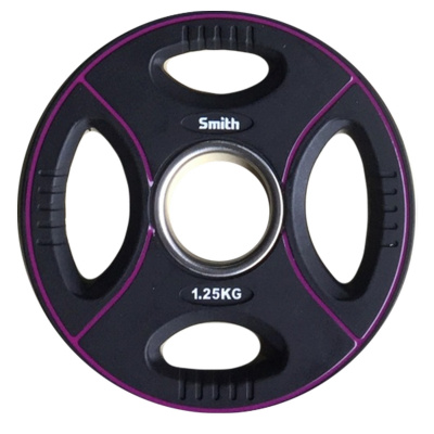 Диск для штанги, полиуретановый, d51мм 1,25кг Smith Strength PUWP12-1,25 черный с цветными линиями
