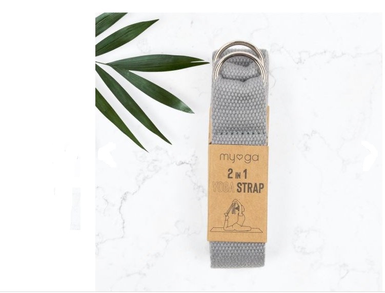 Ремень для йоги 180 см Yoga Belt and Sling 2 in 1 Myga RY1136 серый