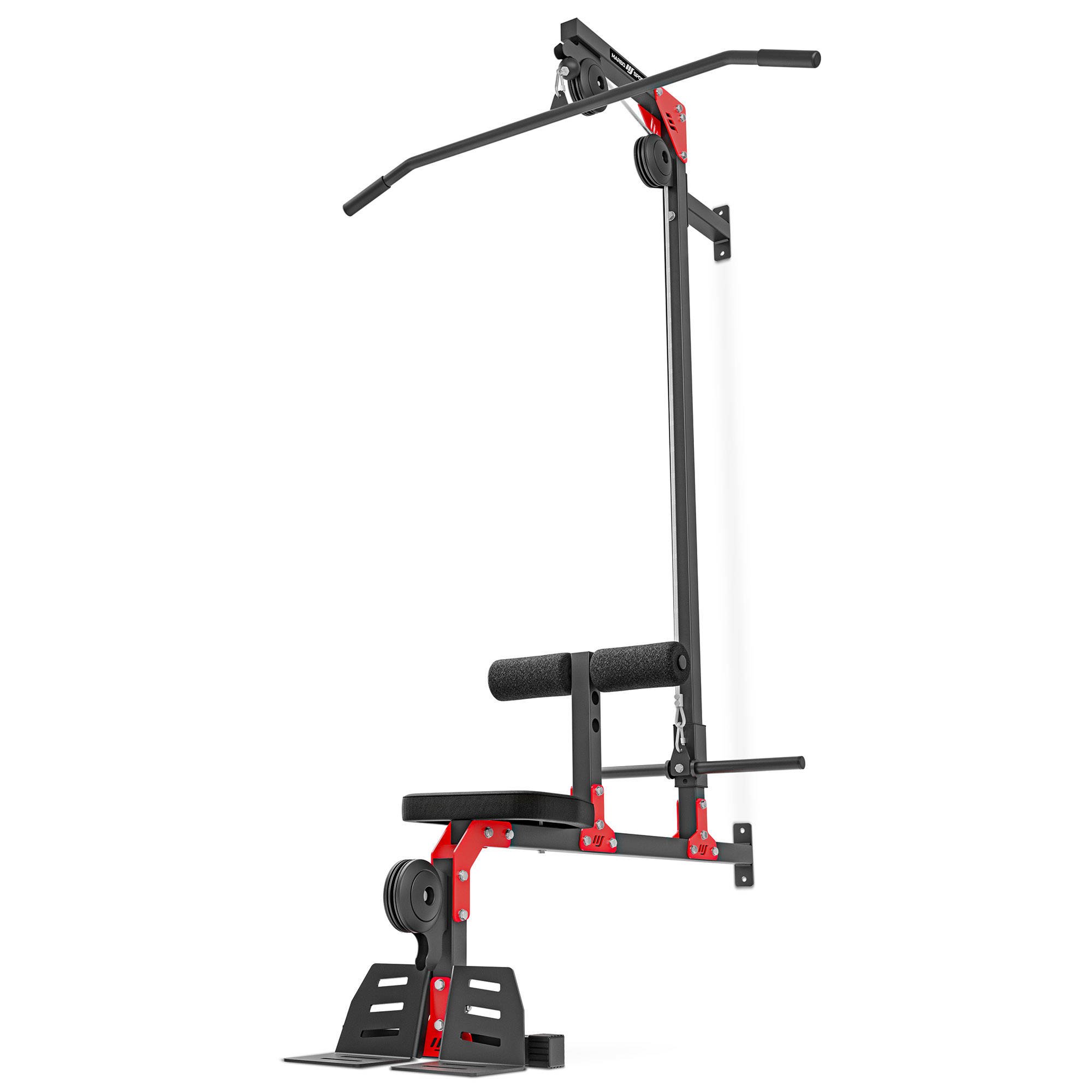 Стойка блочная пристенная Marbo MH-W102 2.0 на свободном весе с сидением | Premium Fitness