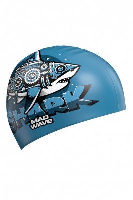 Юниорская силиконовая шапочка Mad Wave Shark M0575 12 0 04W синий