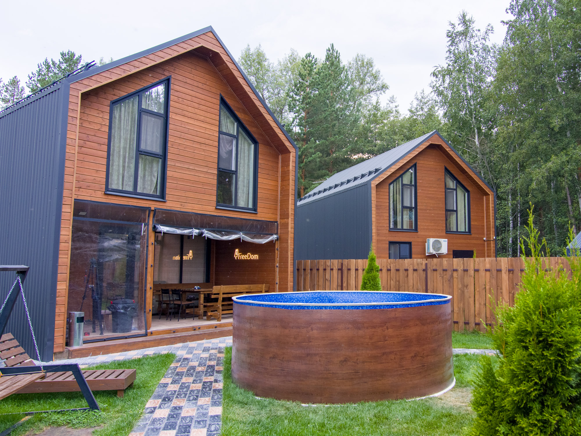 Круглый бассейн 450x125см Лагуна ТМ820/45014 темное дерево