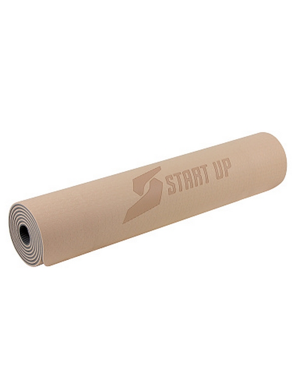 Коврик для фитнеса и йоги, TPE, 183х61х0,6см Start Up ZH-01 Beige\Gray
