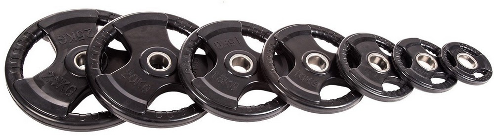 Диск обрезиненный черный 3 Handle D51мм 20кг Profi-Fit