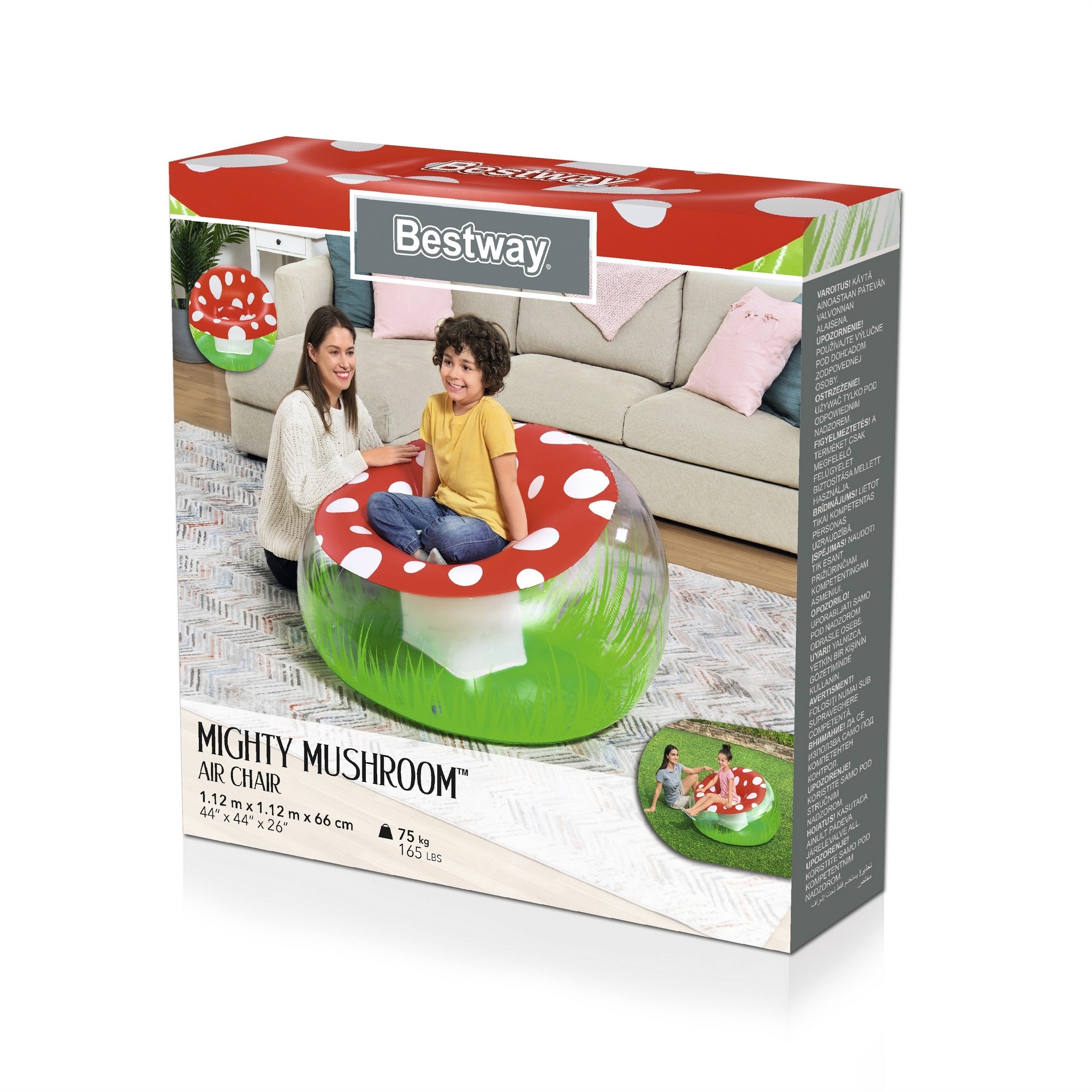 Надувное кресло Mighty Mushroom 112x112x66см до 75 кг от 6 лет Bestway 75123