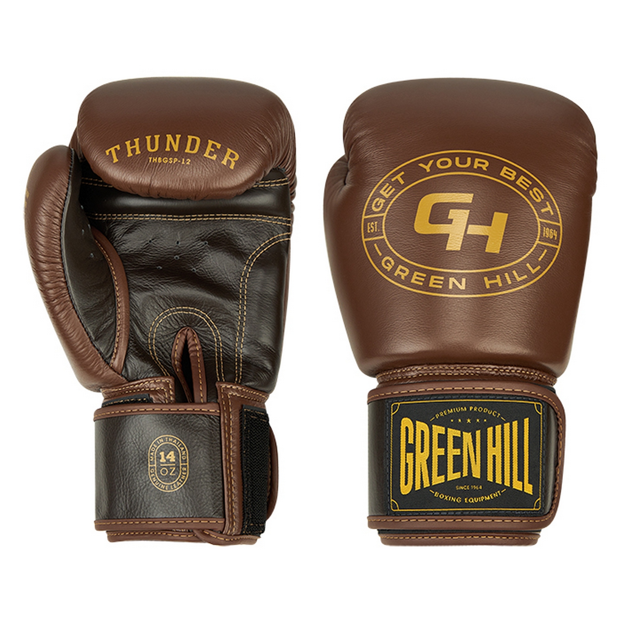 Боксерские перчатки Green Hill THUNDER THBGSP-12 коричневый\тёмно-коричневый