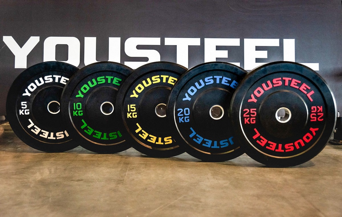 Диск каучуковый для штанги YouSteel тренировочный черный 20кг