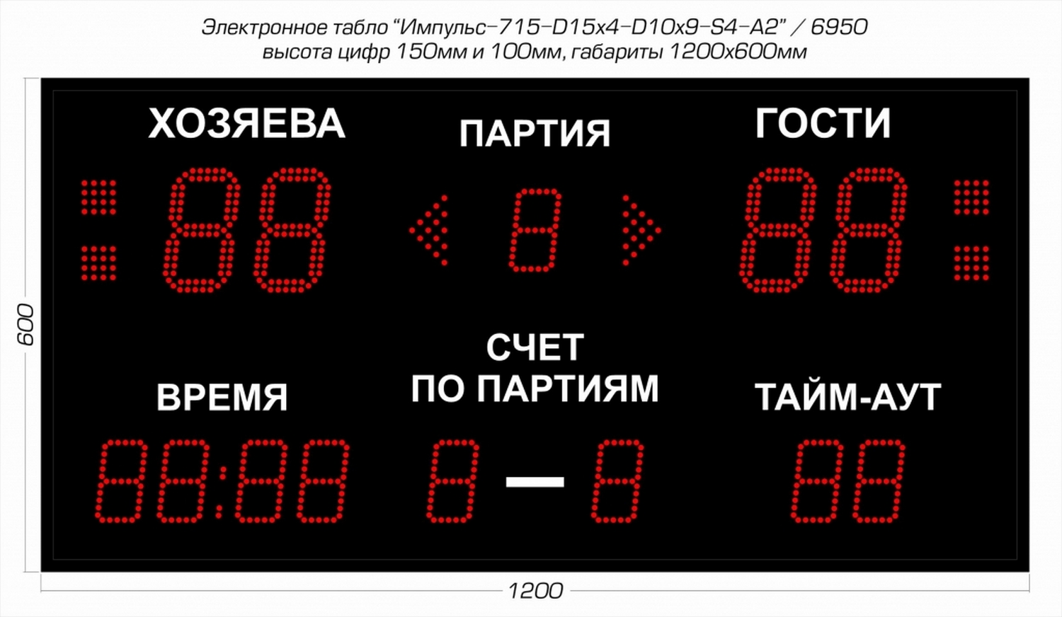 Табло для волейбола Импульс 715-D15x4-D10x9-S4-A2