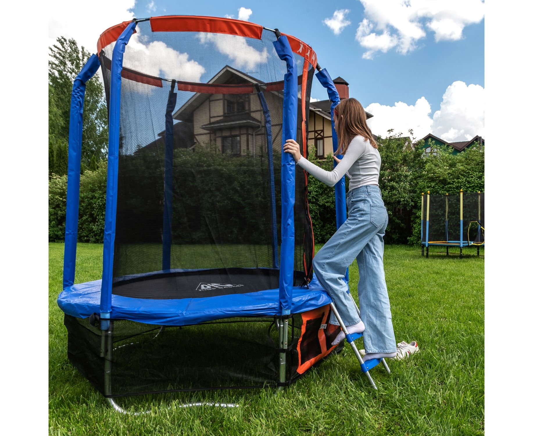 Батут DFC Jump Basket 6ft внутр.сетка, лестница (183cм) 6FT-JBSK-B