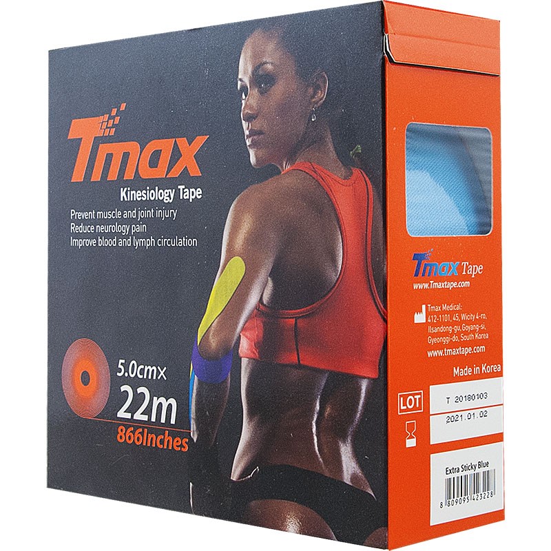 Тейп кинезиологический 5x2200 см Tmax Extra Sticky 223228 голубой