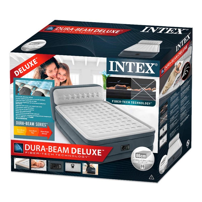Надувная кровать Intex Headboard Airbed 152х236х86см со спинкой 64448